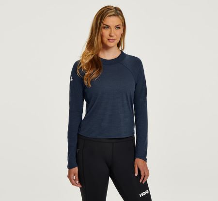 Hoka One One Merino Blend Long Sleeve Dama - Top Outerspace | RO-MkhMzzU